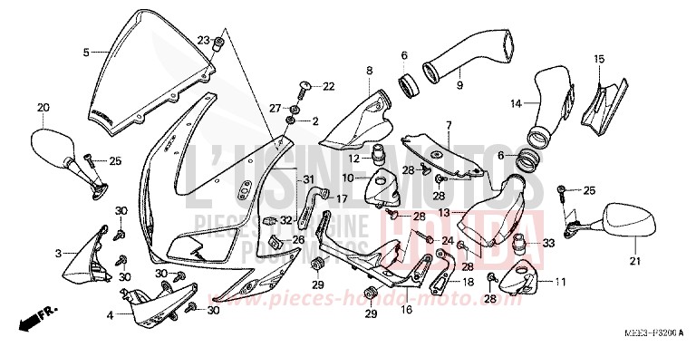OBERER WINDLAUF (CBR600RR3/4) von CBR600RR ITALIAN RED (R157B) von 2004