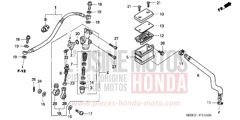 REAR BRAKE MASTERCYLINDER von CBR600RR SCHWARZ (NH1) von 2005