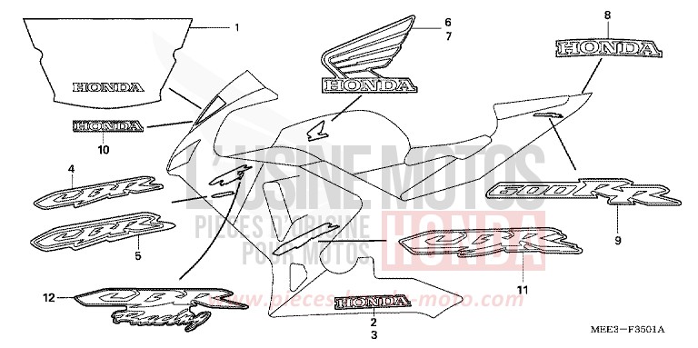 STREIFEN (2) von CBR600RR CANDY PHOENIX BLUE (PB284) von 2005