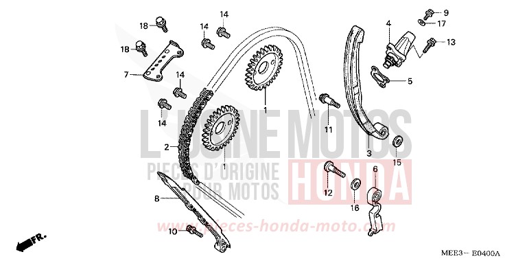 NOCKENWELLENKETTE/SPANNVORRICHTUNG von CBR600RR ITALIAN RED (R157) von 2005