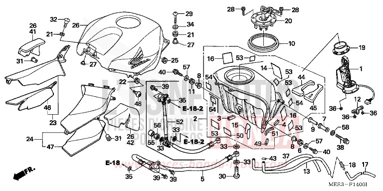 KRAFTSTOFFTANK von CBR600RR ITALIAN RED (R157) von 2005