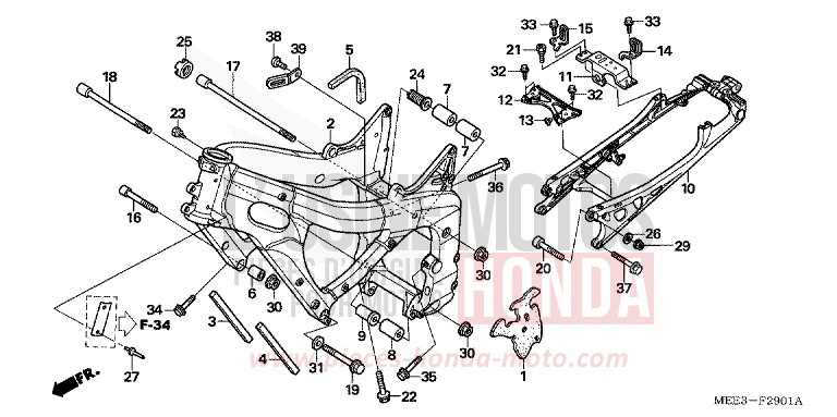RAHMENKOERPER (CBR600RR5/6) von CBR600RR ITALIAN RED (R157) von 2005