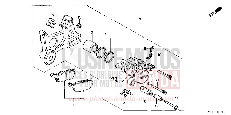 HINTERRAD-BREMSSATTEL von CBR600RR CANDY TAHITIAN BLUE (PB215) von 2006