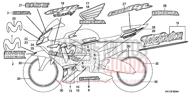 STREIFEN (5) von CBR600RR CANDY TAHITIAN BLUE (PB215) von 2006