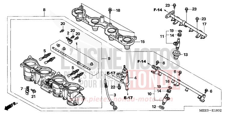 DROSSELKLAPPENGEHAEUSE (CBR600RR5/6) von CBR600RR GRAPHITE BLACK (NHB01E) von 2006