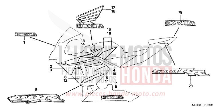 STREIFEN (3) von CBR600RR GRAPHITE BLACK (NHB01E) von 2006
