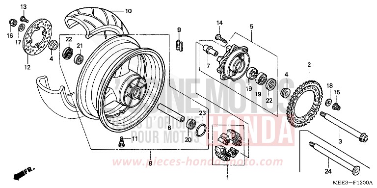 HINTERRAD von CBR600RR ITALIAN RED (R157H) von 2006