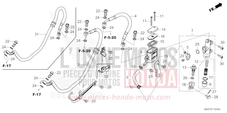 REAR BRAKE MASTER CYLINDER von CBR500R MAT GUNPOWDER BLACK METALLIC (NH436) von 2022