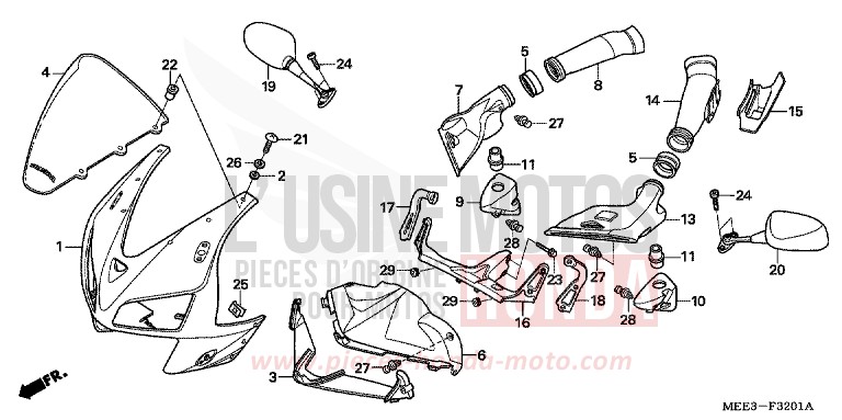 OBERER WINDLAUF (CBR600RR5/6) von CBR600RR ITALIAN RED (R157H) von 2006