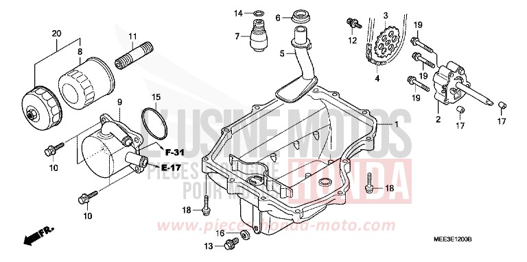 OELWANNE/OELPUMPE von CBR600RR PEARL FIRE ORANGE (YR263E) von 2006