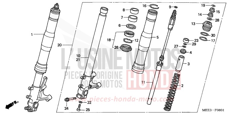 GABEL, VORNE (CBR600RR5/6) von CBR600RR PEARL FIRE ORANGE (YR263E) von 2006
