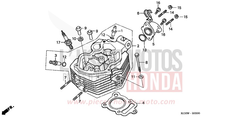 ZYLINDERKOPF von CG125 MAGNA RED (R201) von 1998