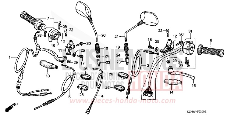 HEBELGRIFF/SCHALTER/KABEL (1) von CG125 MAGNA RED (R201) von 1998