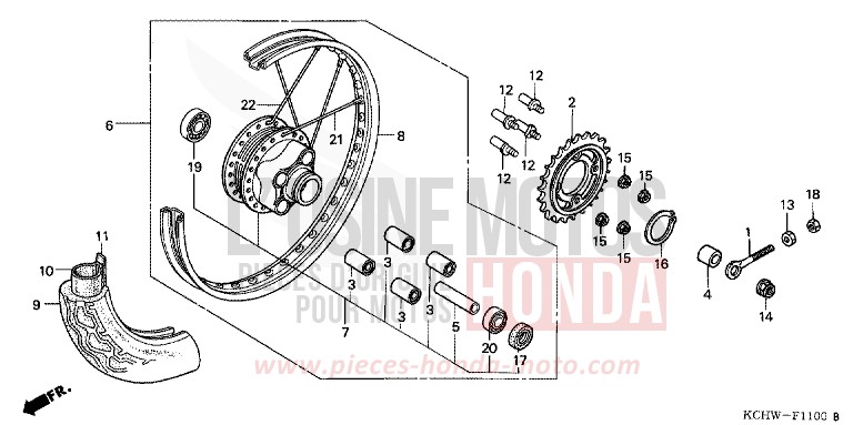 HINTERRAD von CG125 MAGNA RED (R201) von 1998