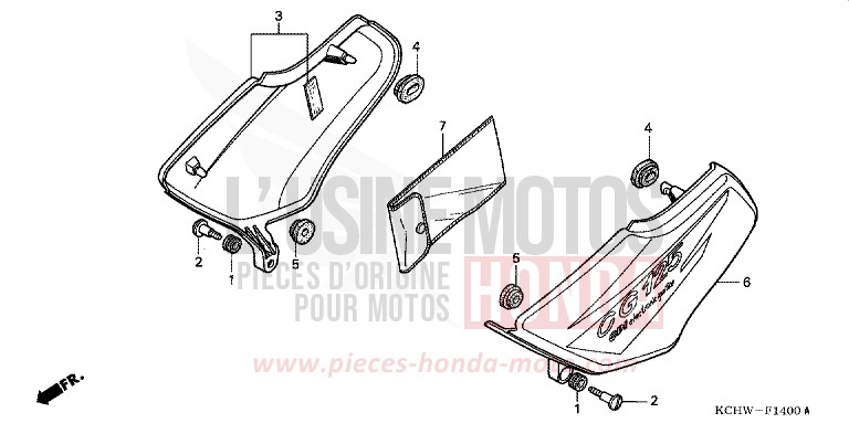 SEITENABDECKUNG von CG125 MAGNA RED (R201) von 1998
