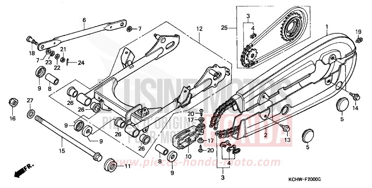 GABEL, HINTEN von CG125 MAGNA RED (R201) von 1998