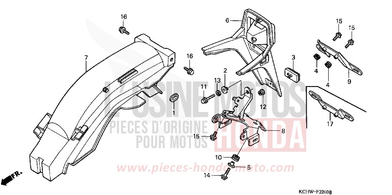 KOTFLUEGEL, HINTEN von CG125 MAGNA RED (R201) von 1998