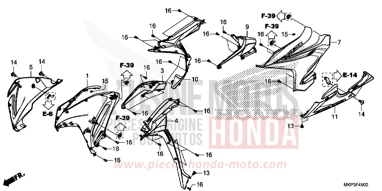 MITTLERER WINDLAUF von CBR500R MAT GUNPOWDER BLACK METALLIC (NH436) von 2022