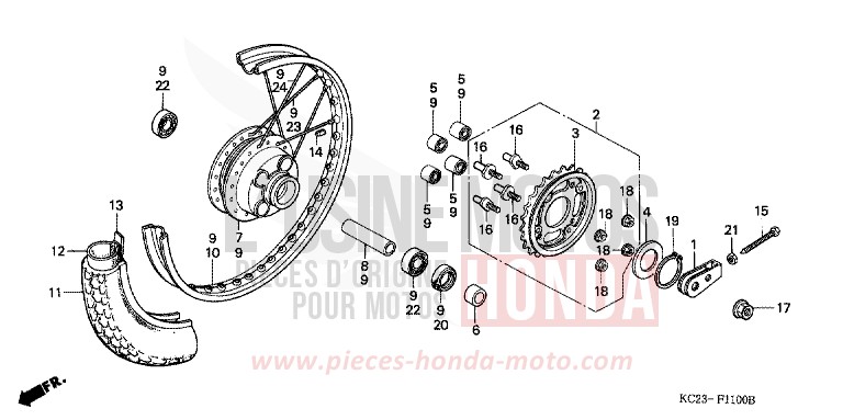 HINTERRAD (E/ED/F/G/SD/SW) von CM125C PURE BLACK (NH237) von 1982