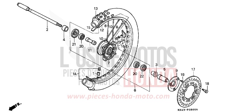 VORDERRAD (CR125RL/RM) von CR125R NEUCLEAR RED (R177) von 1990