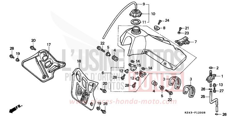 KRAFTSTOFFTANK (CR125RL) von CR125R NEUCLEAR RED (R177) von 1990