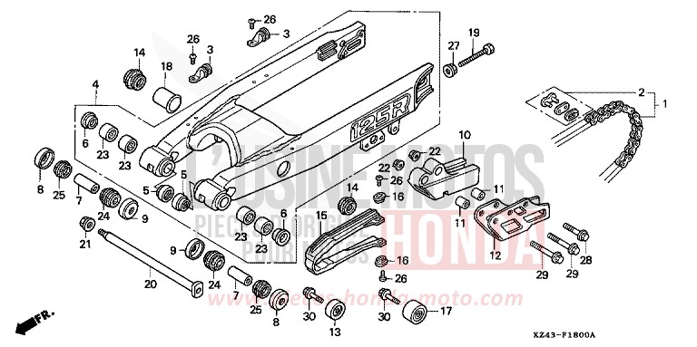 SCHWINGE (CR125RL) von CR125R NEUCLEAR RED (R177) von 1990