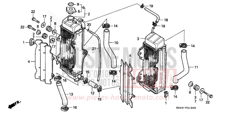 KUEHLER von CR125R NEUCLEAR RED (R177) von 1991