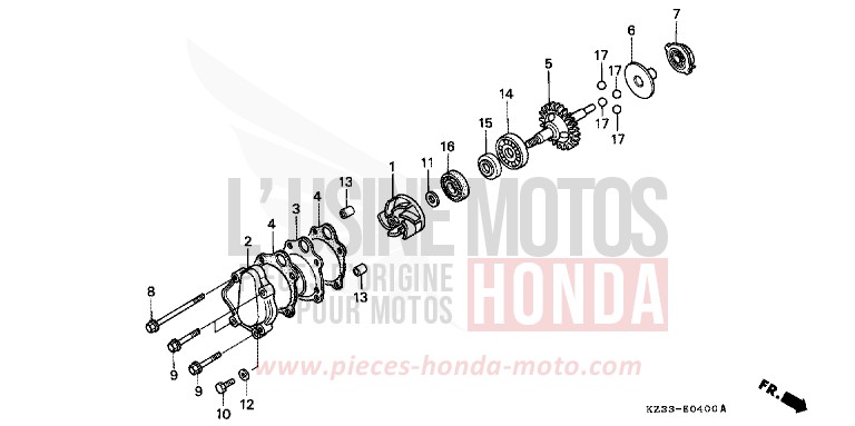 WASSERPUMPE von CR250R SHASTA WHITE (NH138) von 1990