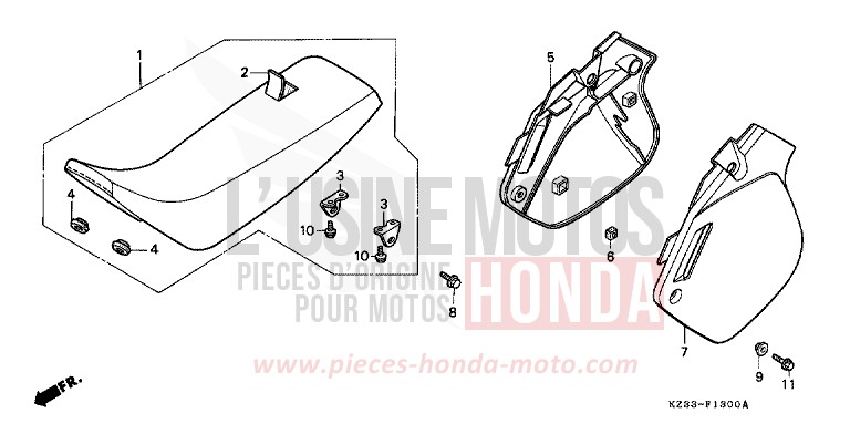 SITZ/SEITENABDECKUNG von CR250R SHASTA WHITE (NH138) von 1990