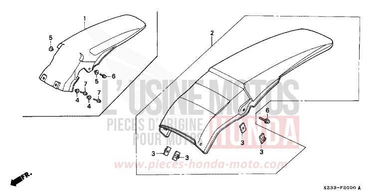 KOTFLUEGEL, HINTEN von CR250R SHASTA WHITE (NH138) von 1990