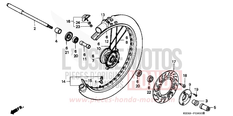 VORDERRAD von CR250R SHASTA WHITE (NH138) von 1990