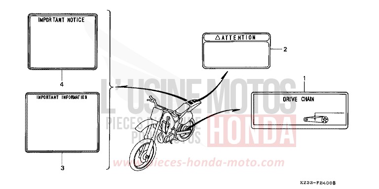 WARNETIKETT von CR250R SHASTA WHITE (NH138) von 1990
