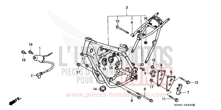 RAHMENKOERPER/ ZUENDSPULE von CR250R SHASTA WHITE (NH138) von 1991