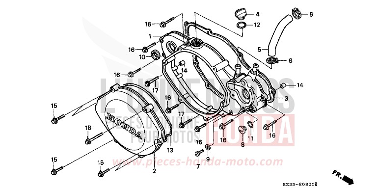 KURBELGEHAEUSEABDECKUNG von CR250R SHASTA WHITE (NH138) von 1991