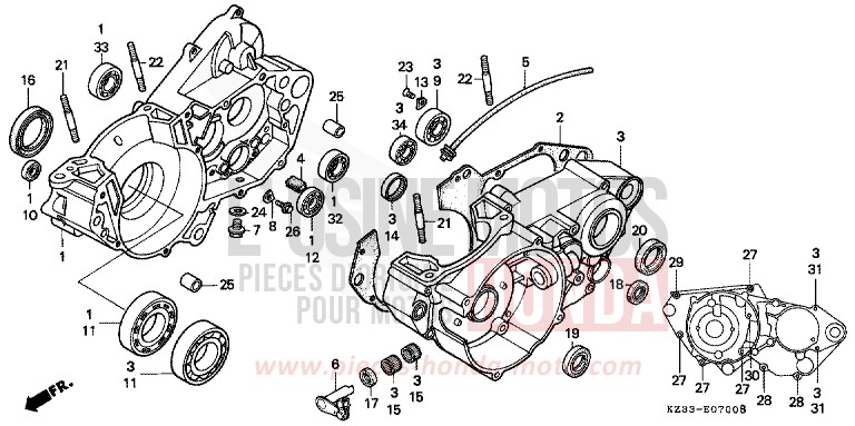 KURBELGEHAEUSE von CR250R SHASTA WHITE (NH138) von 1991