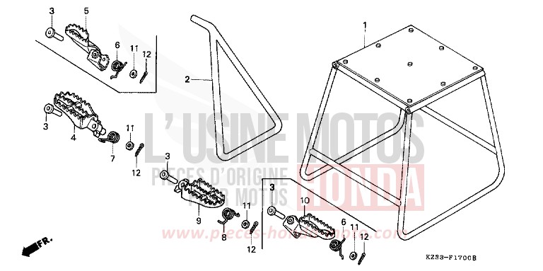 STAENDER/STUFE von CR250R SHASTA WHITE (NH138) von 1991