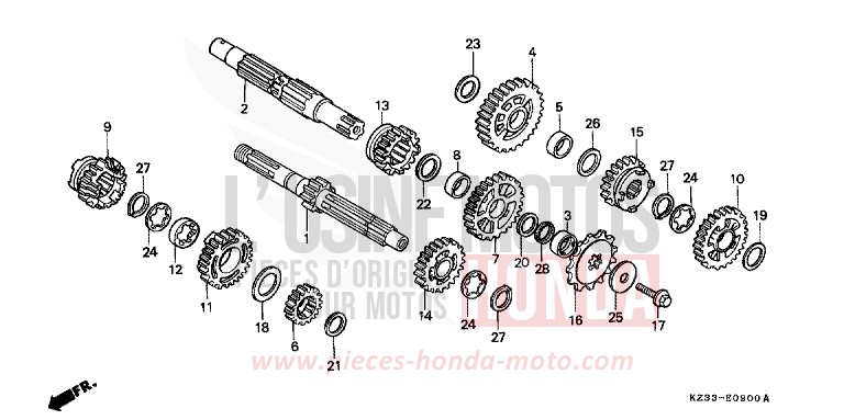 GETRIEBE von CR250R SHASTA WHITE (NH138) von 1992