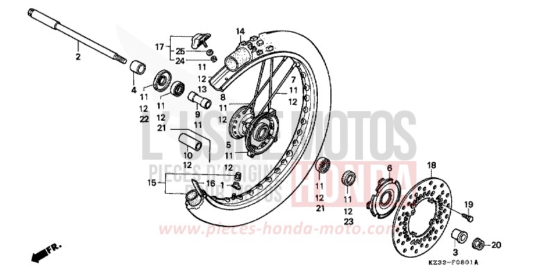 VORDERRAD von CR250R SHASTA WHITE (NH138) von 1992