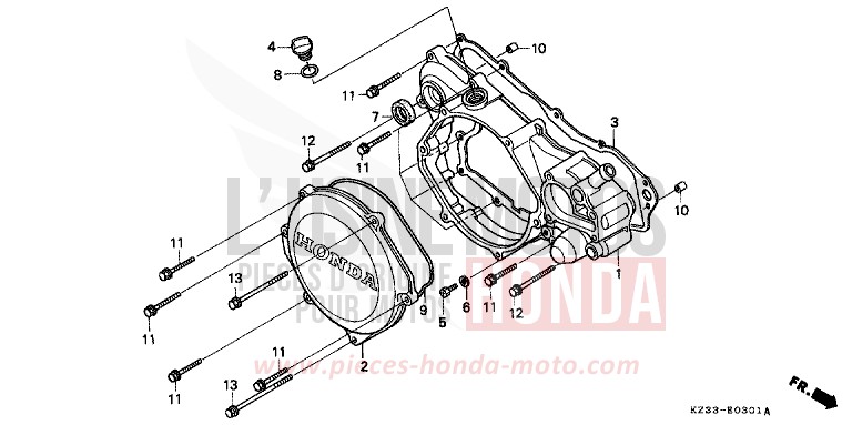 KURBELGEHAEUSEABDECKUNG von CR250R SHASTA WHITE (NH138) von 1993