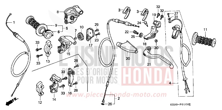 HEBELGRIFF/SCHALTER/ KABEL von CR250R SHASTA WHITE (NH138) von 1993