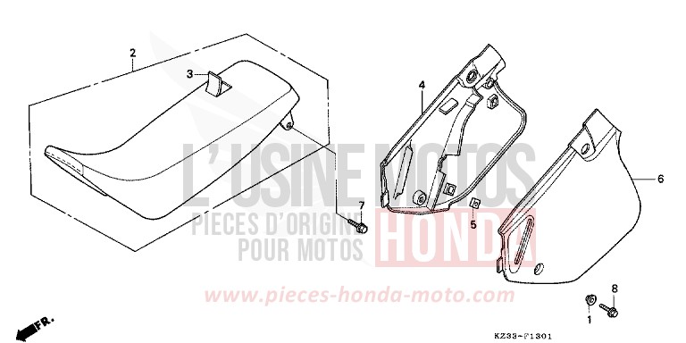 SITZ/SEITENABDECKUNG von CR250R SHASTA WHITE (NH138) von 1993
