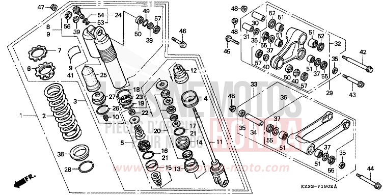 KISSEN, HINTEN von CR250R SHASTA WHITE (NH138) von 1993
