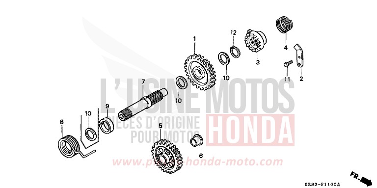 KICKSTARTERSPINDEL von CR250R SHASTA WHITE (NH138) von 1994