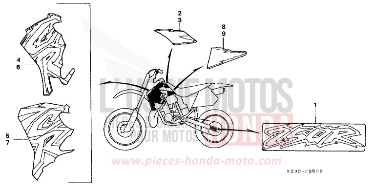 STREIFEN/MARKE von CR250R NEUCLEAR RED (R177) von 1995