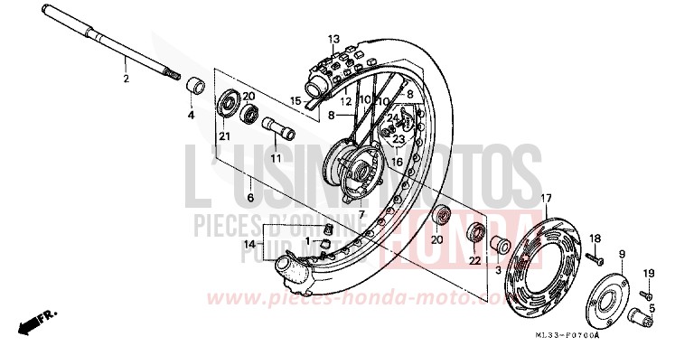 VORDERRAD (CR500RL/RM) von CR500R FLASH RED (R119) von 1990