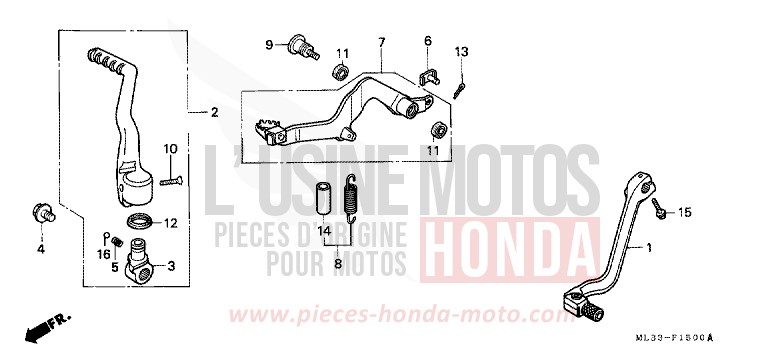 SCHALTPEDAL/BREMSPEDAL/KICKSTARTER-ARM von CR500R FLASH RED (R119) von 1990