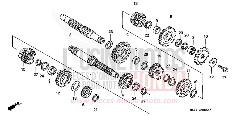 GETRIEBE von CR500R NEUCLEAR RED (R177) von 1991