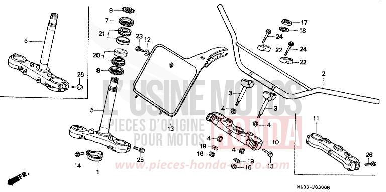ROHRGRIFF/OBERE BRUECKE/ LENKSCHAFT (-CR500RR) von CR500R NEUCLEAR RED (R177) von 1991