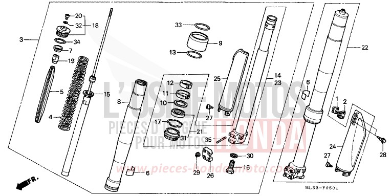 GABEL, VORNE (CR500RM) von CR500R NEUCLEAR RED (R177) von 1991