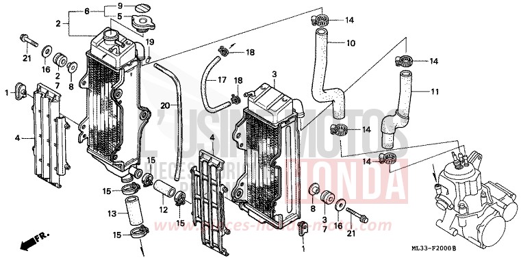 KUEHLER von CR500R NEUCLEAR RED (R177) von 1991